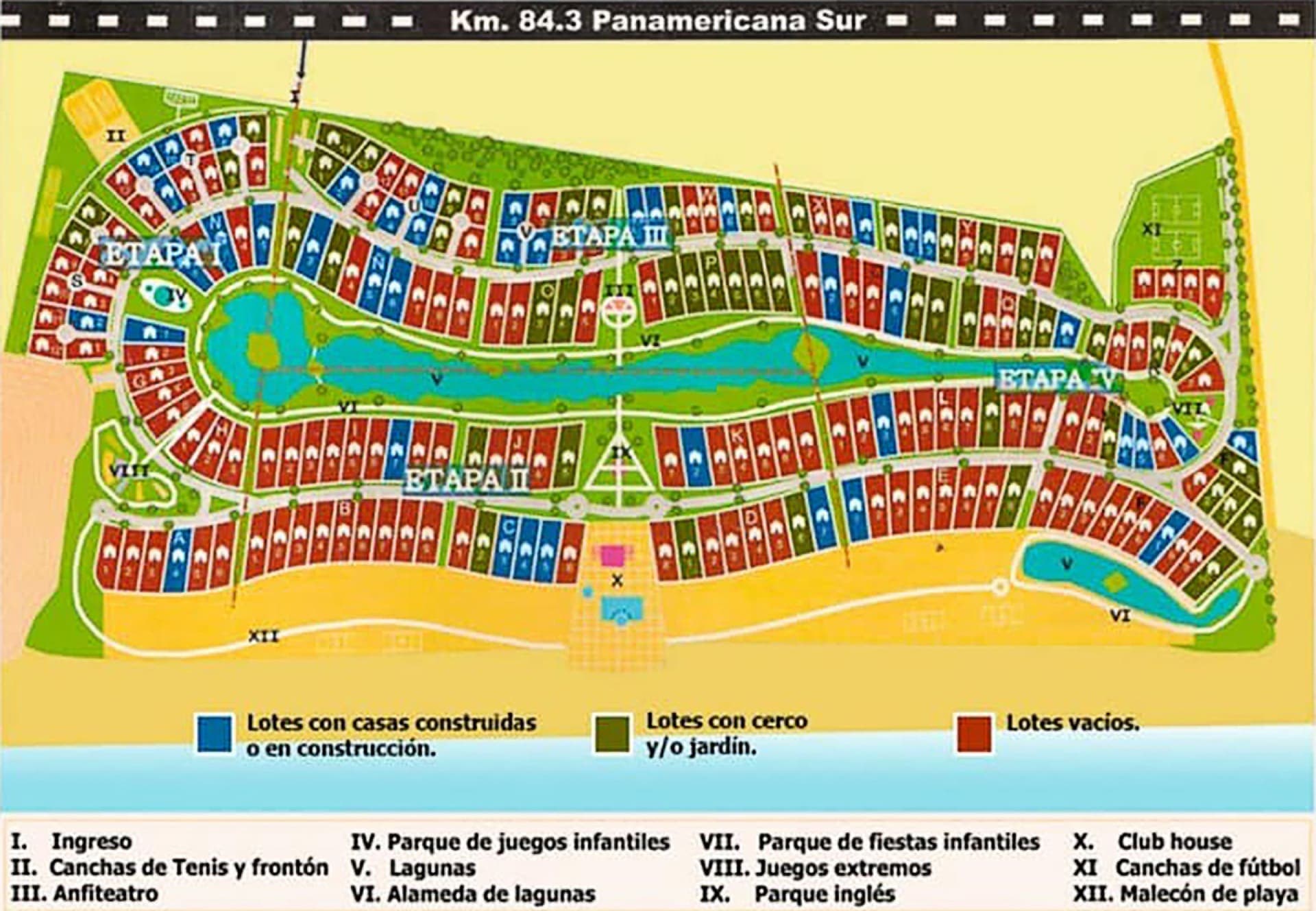 Plano de lotes del condominio Costa del Campo